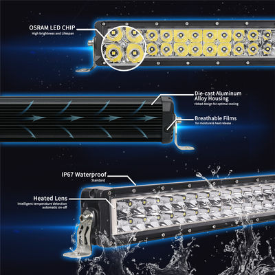 แถบไฟ LED สองแถว 1224w WaterProof Light Bar เลนส์ความร้อน Osram Emark R10