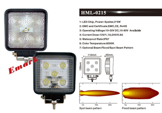 4Pcs 15w 1220LM Spot LED ไฟตัดหมอก E-Mark LED โคมไฟทำงาน